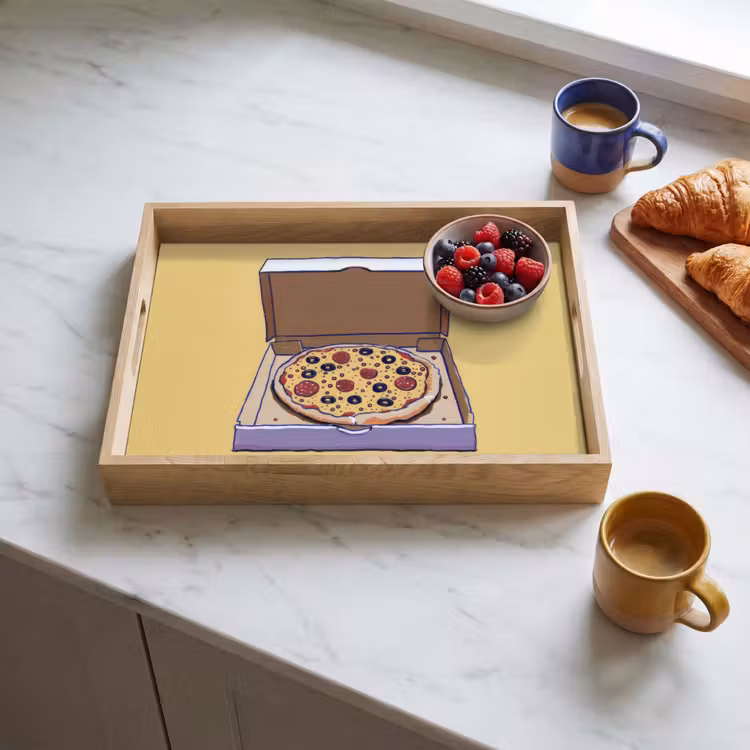 Dienblad - Pizza - Doos - Salami - Illustratie — 4