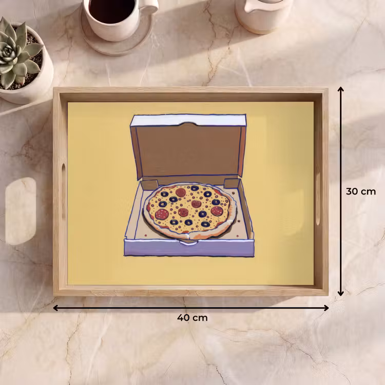 Dienblad - Pizza - Doos - Salami - Illustratie — 9