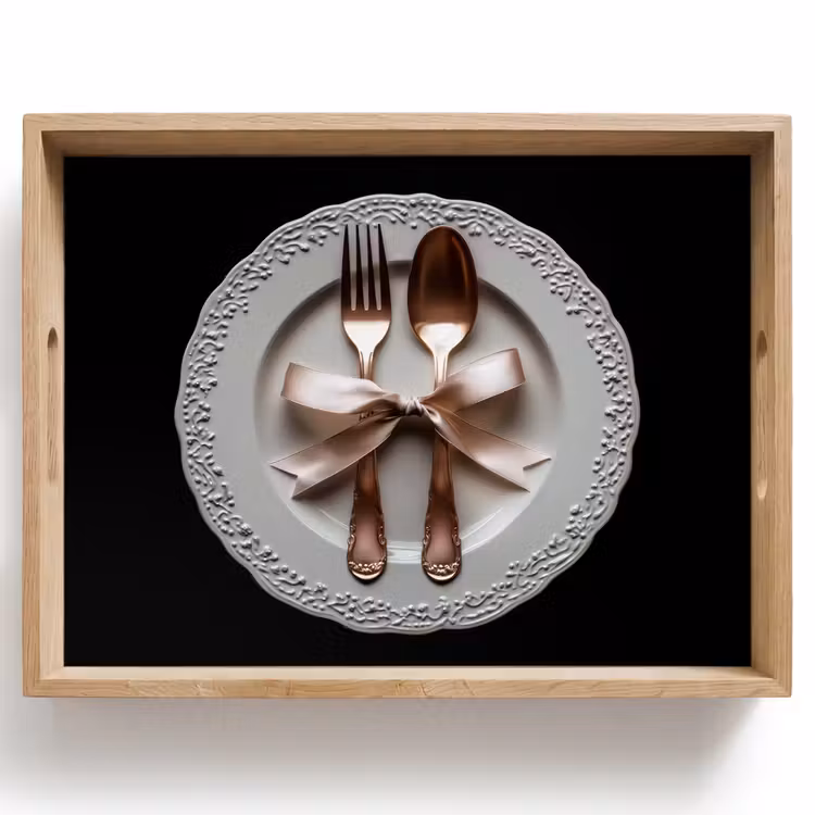 Dienblad - Rose - Strik - Bestek — 1