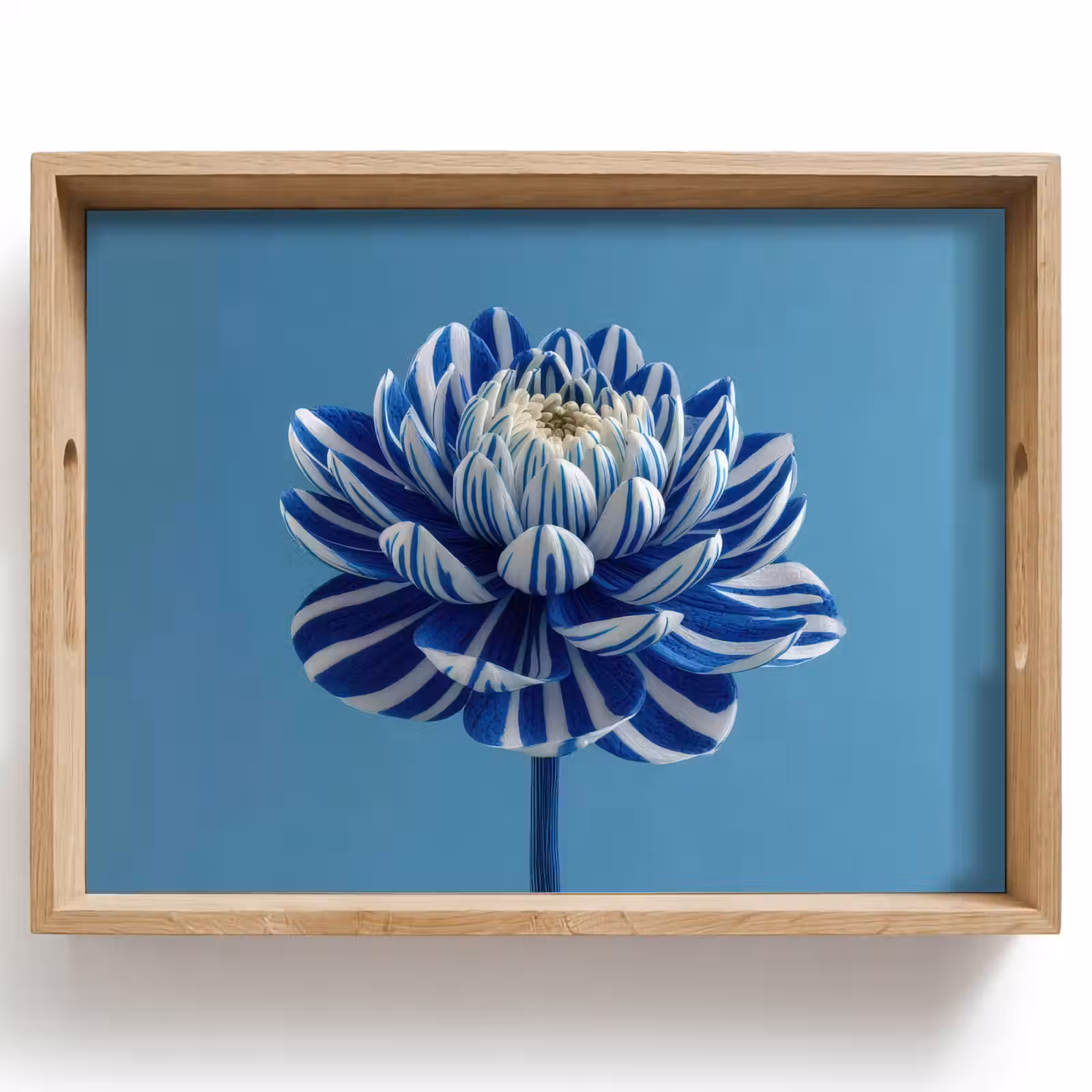 Dienblad - Bloem - Blauw - Bloemblaadjes - Streepjes — 1
