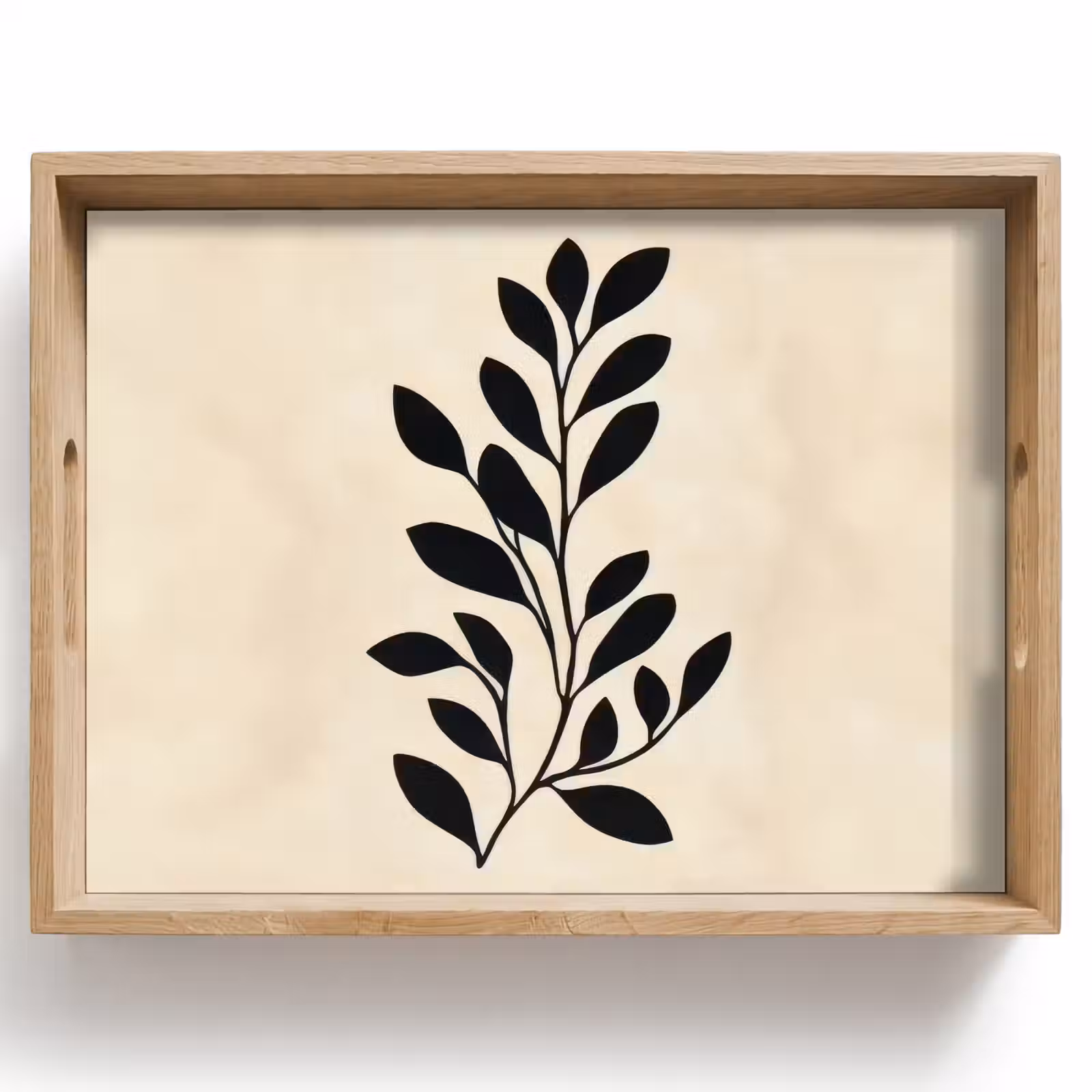 Dienblad - Minimalistisch - Tak - Bladeren - Zwart — 1