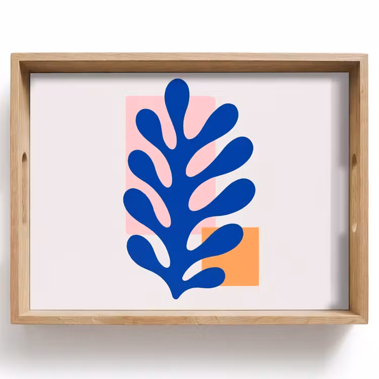 Dienblad - Abstract - Blad - Blauw - Rechthoeken — 1
