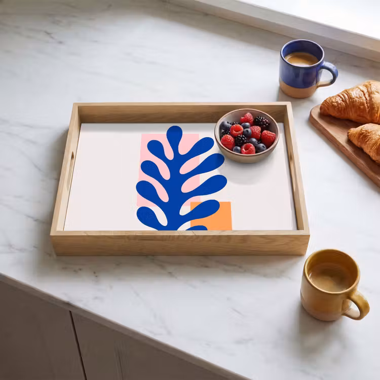 Dienblad - Abstract - Blad - Blauw - Rechthoeken — 4