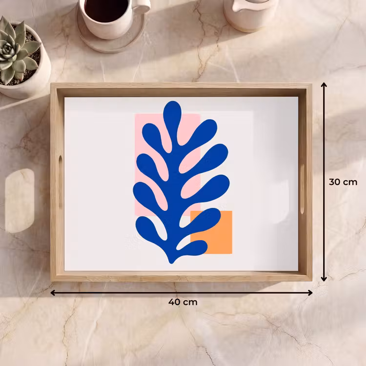 Dienblad - Abstract - Blad - Blauw - Rechthoeken — 9
