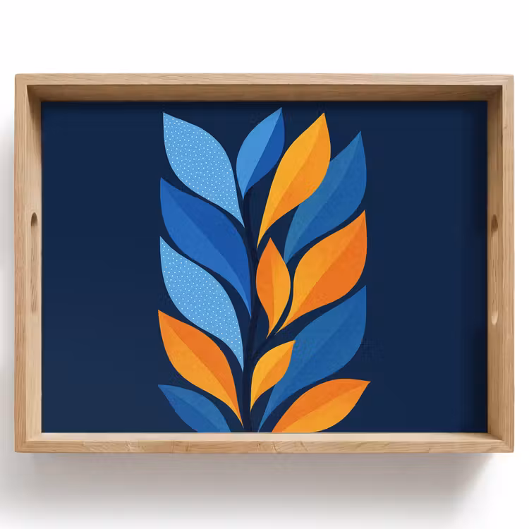 Dienblad - Abstract - Bladeren - Blauw — 1