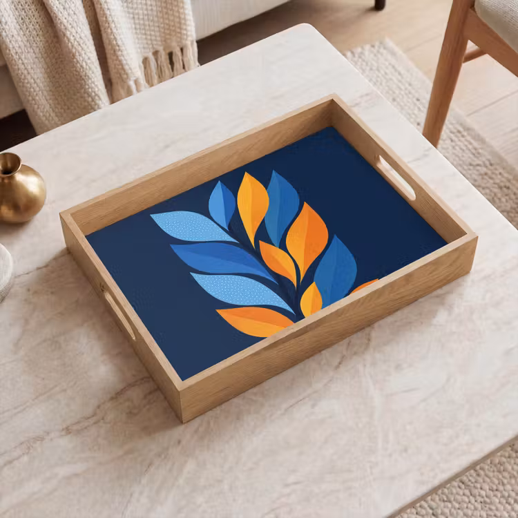 Dienblad - Abstract - Bladeren - Blauw — 2