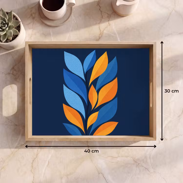 Dienblad - Abstract - Bladeren - Blauw — 9