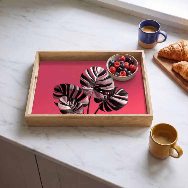 Dienblad - Bladeren - Rond - Roze — 4