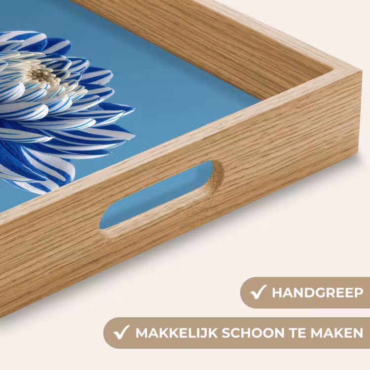 Dienblad - Bloem - Blauw - Bloemblaadjes - Streepjes — 5