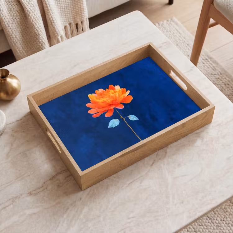 Dienblad - Bloem - Oranje - Bladeren — 2