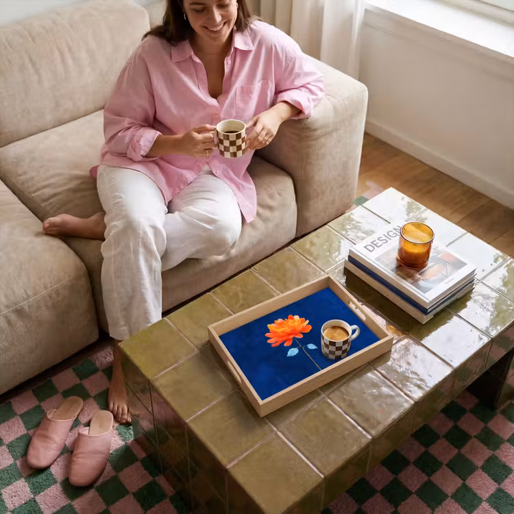 Dienblad - Bloem - Oranje - Bladeren — 6