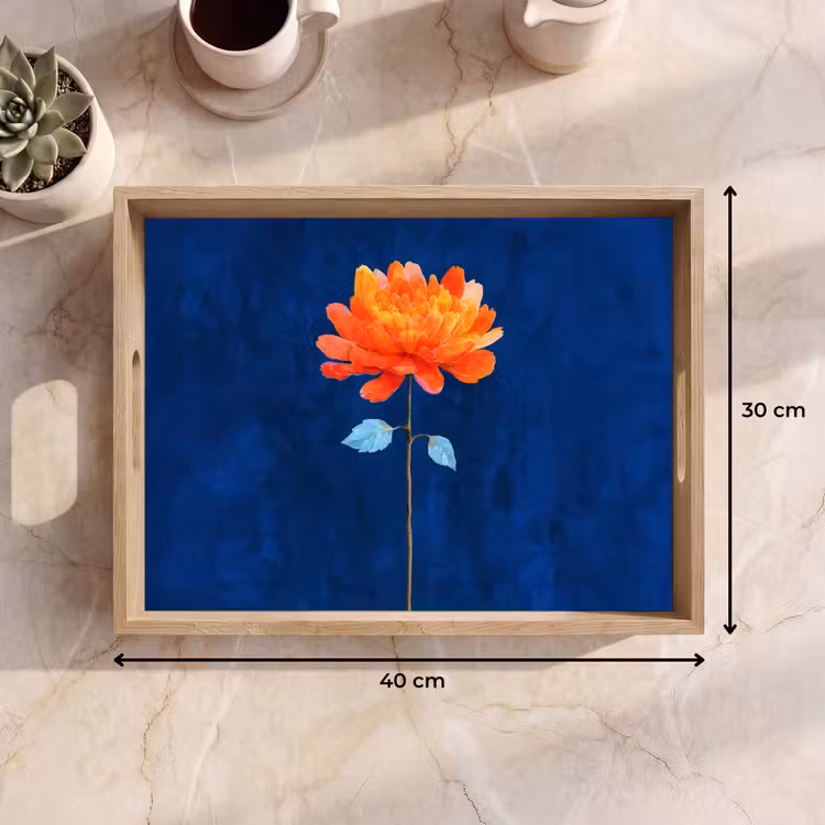 Dienblad - Bloem - Oranje - Bladeren — 9