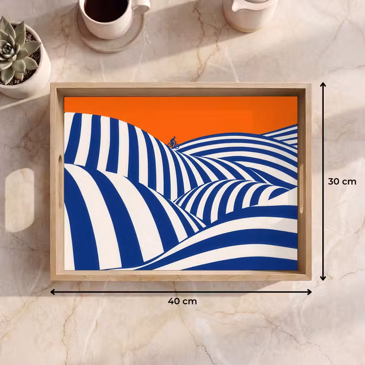 Dienblad - Fietser - Heuvels - Strepen - Blauw — 9
