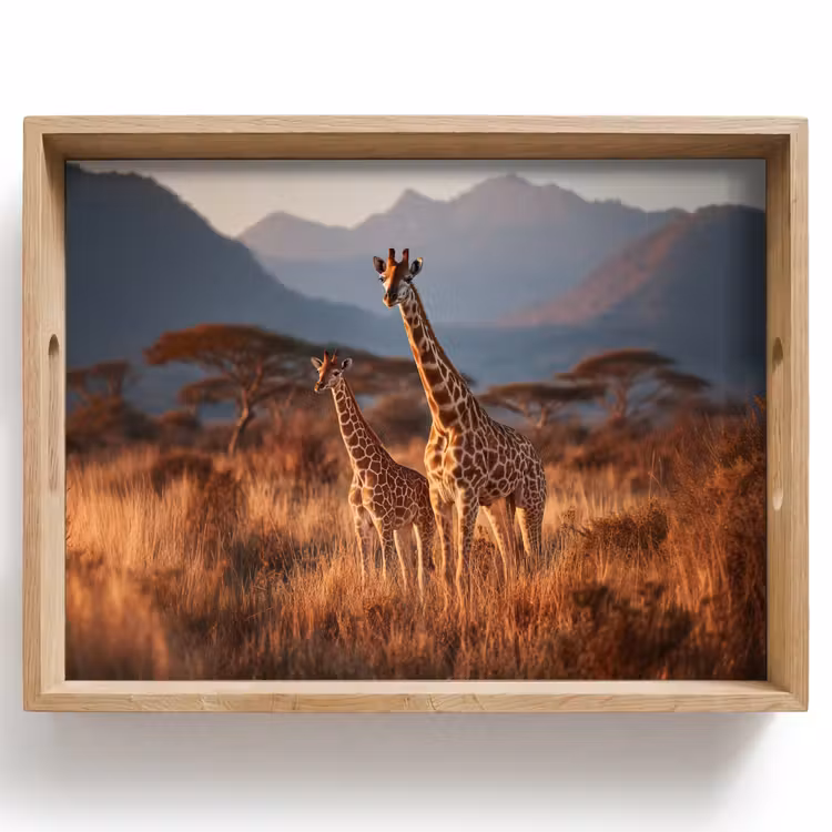 Dienblad - Giraffen - Hoog gras - Acaciabomen — 1