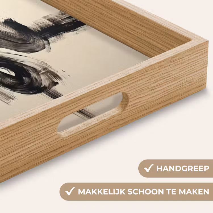Dienblad - Golven - Penseelstreken - Beige - Minimalistisch — 5