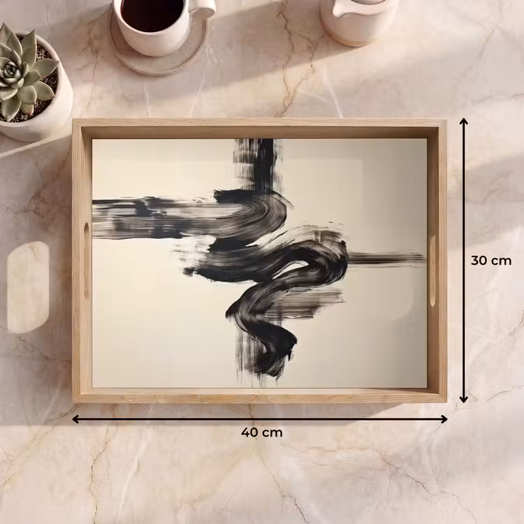 Dienblad - Golven - Penseelstreken - Beige - Minimalistisch — 9