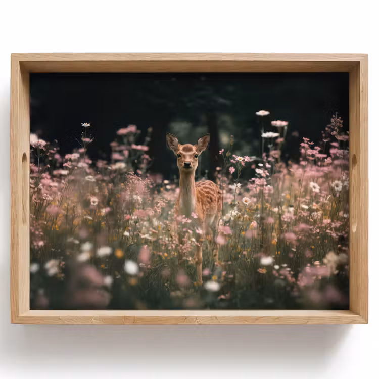 Dienblad - Hert - Wilde bloemen - Bos — 1