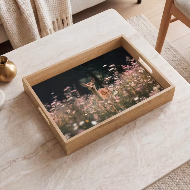 Dienblad - Hert - Wilde bloemen - Bos — 2