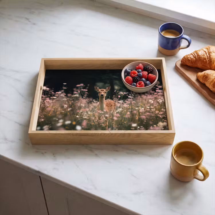 Dienblad - Hert - Wilde bloemen - Bos — 4