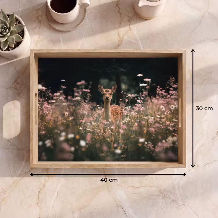 Dienblad - Hert - Wilde bloemen - Bos — 9