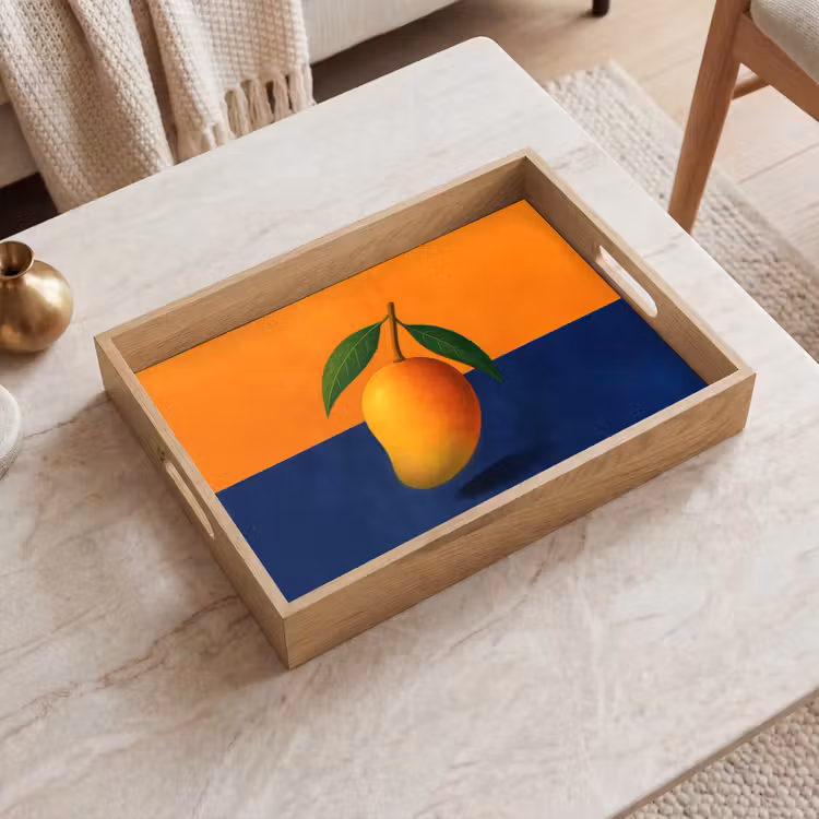 Dienblad - Mango - Vlakken - Bladeren - Oranje — 2