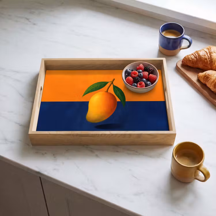 Dienblad - Mango - Vlakken - Bladeren - Oranje — 4