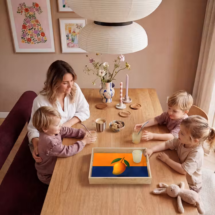 Dienblad - Mango - Vlakken - Bladeren - Oranje — 7