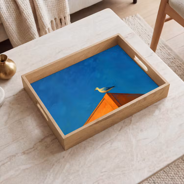 Dienblad - Meeuw - Gebouw - Lucht - Geschilderd — 2
