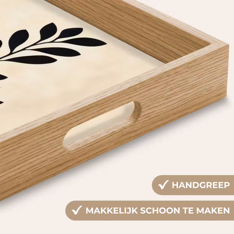 Dienblad - Minimalistisch - Tak - Bladeren - Zwart — 5