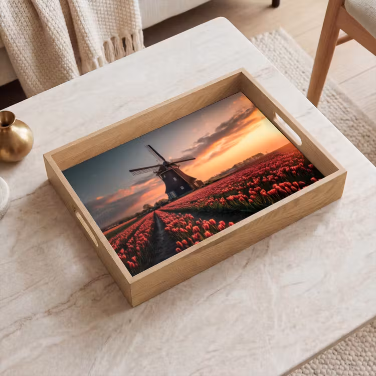 Dienblad - Molen - Zonsondergang - Tulpen - Rood — 2