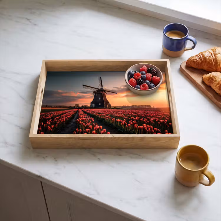 Dienblad - Molen - Zonsondergang - Tulpen - Rood — 4