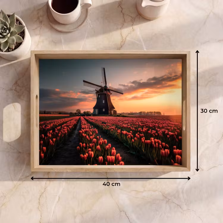 Dienblad - Molen - Zonsondergang - Tulpen - Rood — 9