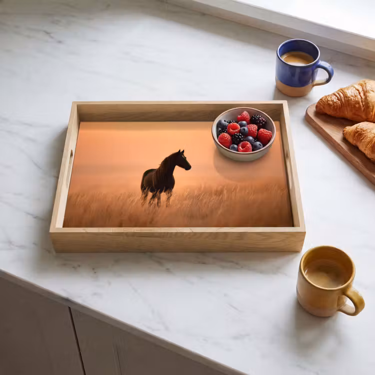 Dienblad - Paard - Grasveld - Zonsondergang — 4