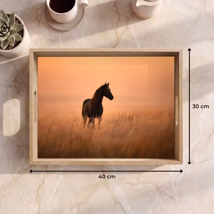Dienblad - Paard - Grasveld - Zonsondergang — 9