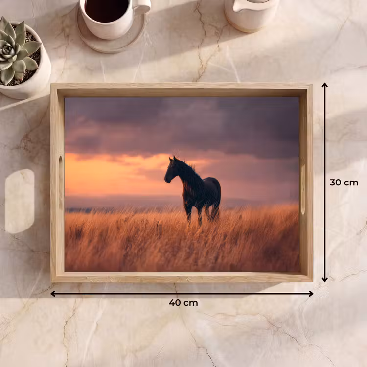 Dienblad - Paard - Wolken - Open veld — 9