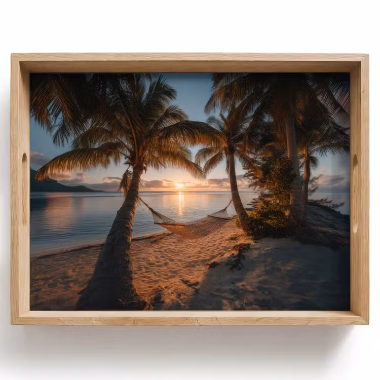 Dienblad - Palmbomen - Hangmat - Strand - Zonsondergang — 1