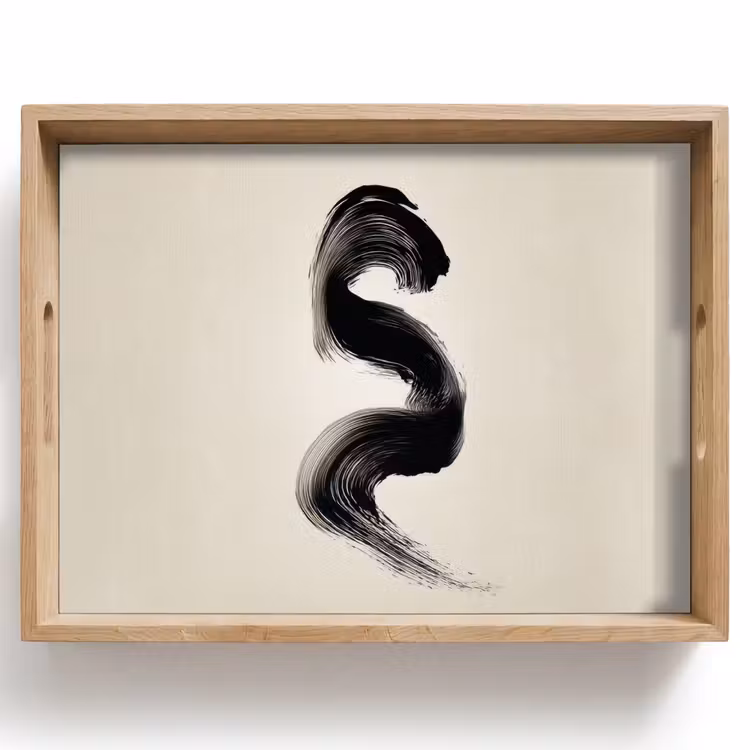 Dienblad - Penseelstreek - Zwart - Minimalistisch — 1