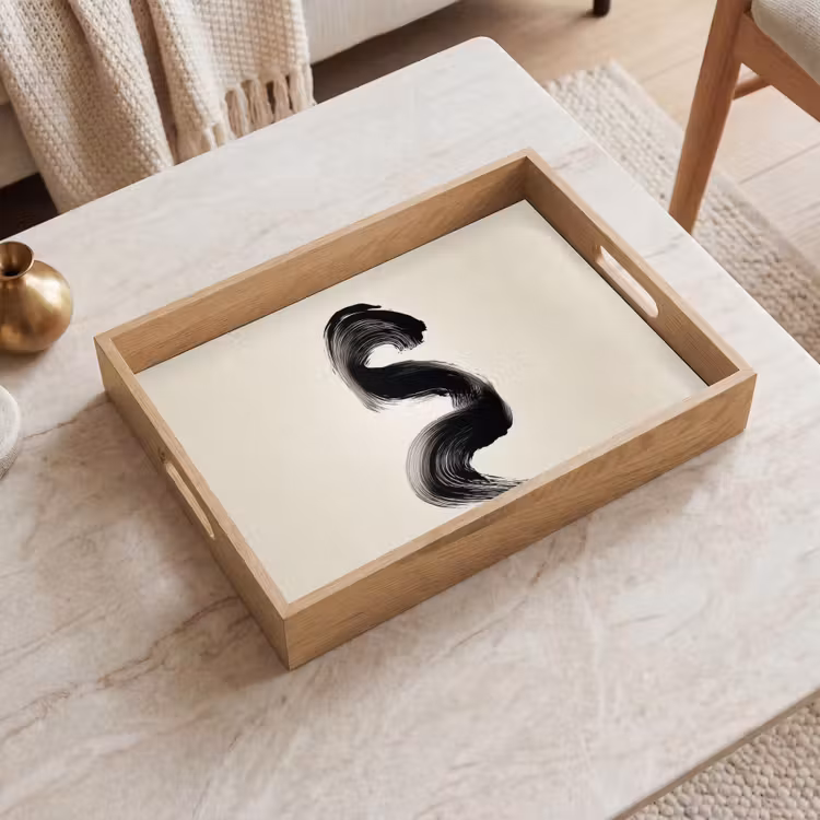 Dienblad - Penseelstreek - Zwart - Minimalistisch — 2