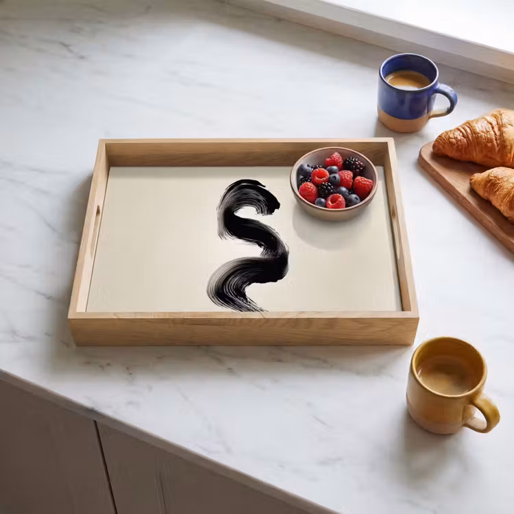 Dienblad - Penseelstreek - Zwart - Minimalistisch — 4