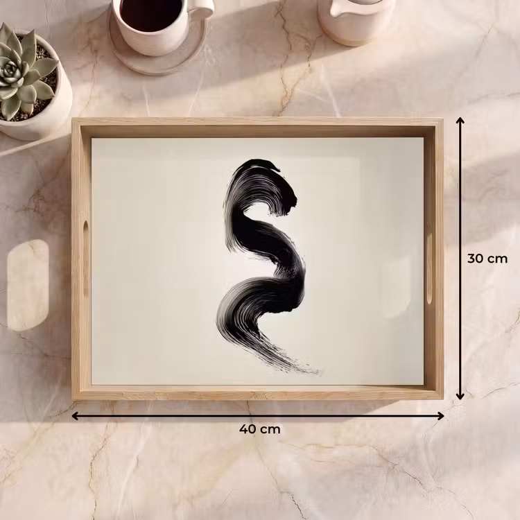 Dienblad - Penseelstreek - Zwart - Minimalistisch — 9