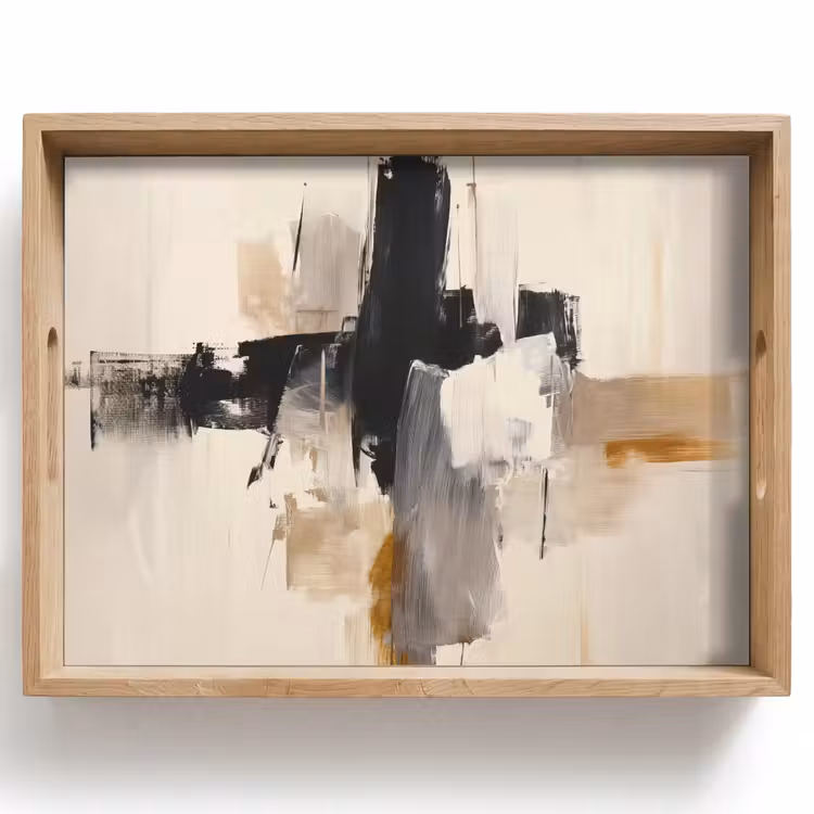 Dienblad - Penseelstreken - Ruw - Abstract - Beige — 1
