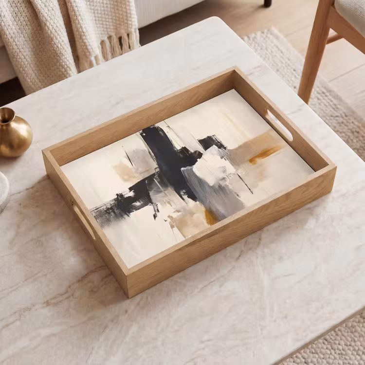 Dienblad - Penseelstreken - Ruw - Abstract - Beige — 2