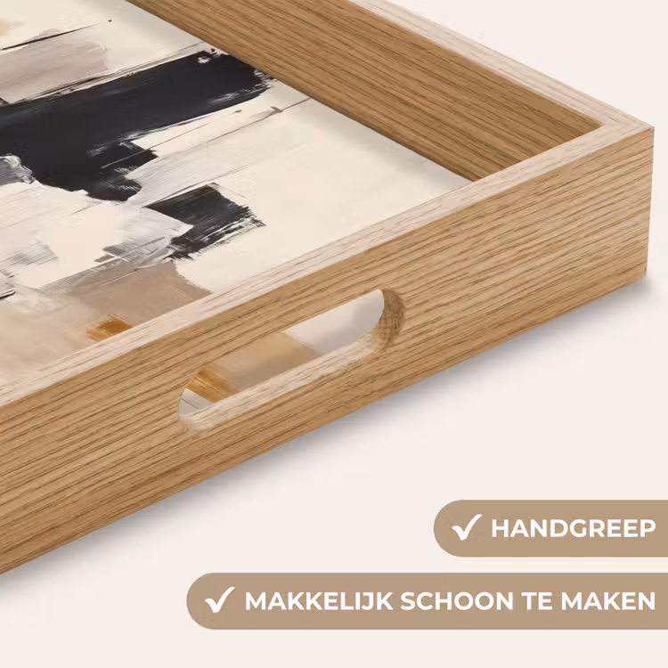 Dienblad - Penseelstreken - Ruw - Abstract - Beige — 5