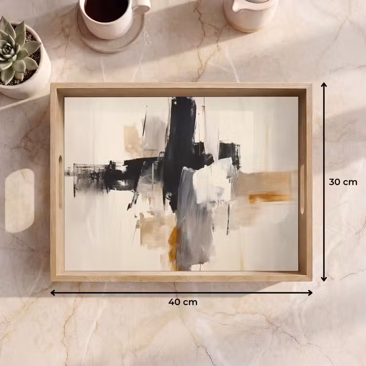 Dienblad - Penseelstreken - Ruw - Abstract - Beige — 9