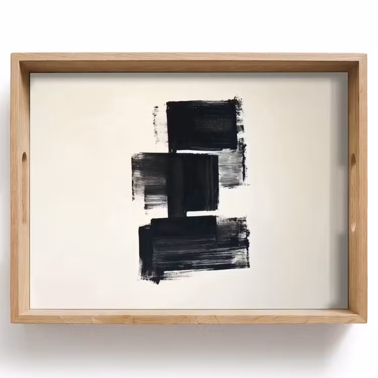 Dienblad - Rechthoeken - Penseelstreken - Abstract - Zwart — 1