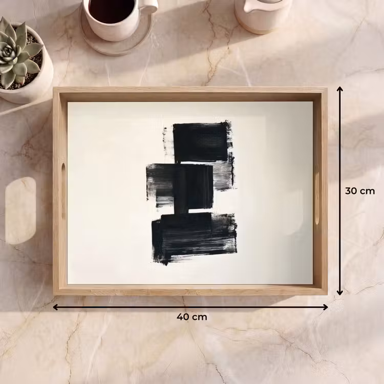 Dienblad - Rechthoeken - Penseelstreken - Abstract - Zwart — 9