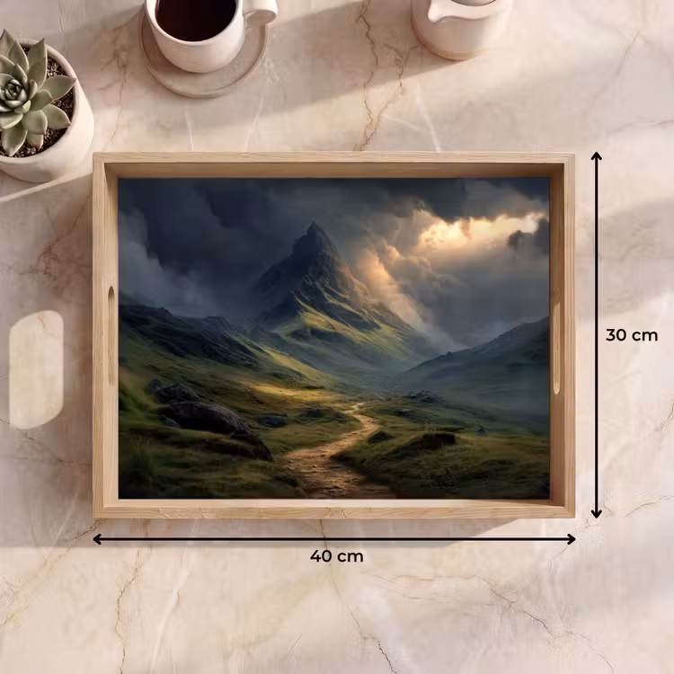 Dienblad - Bergen - Kronkelpad - Groen - Wolken — 9
