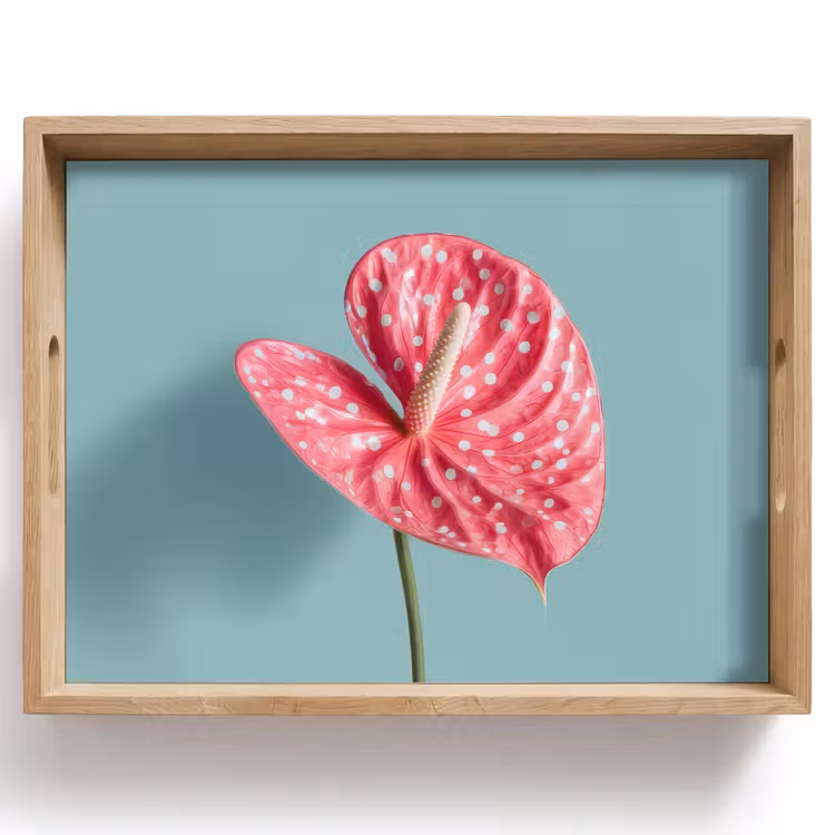 Dienblad - Blad - Anthurium - Stippen - Roze — 1