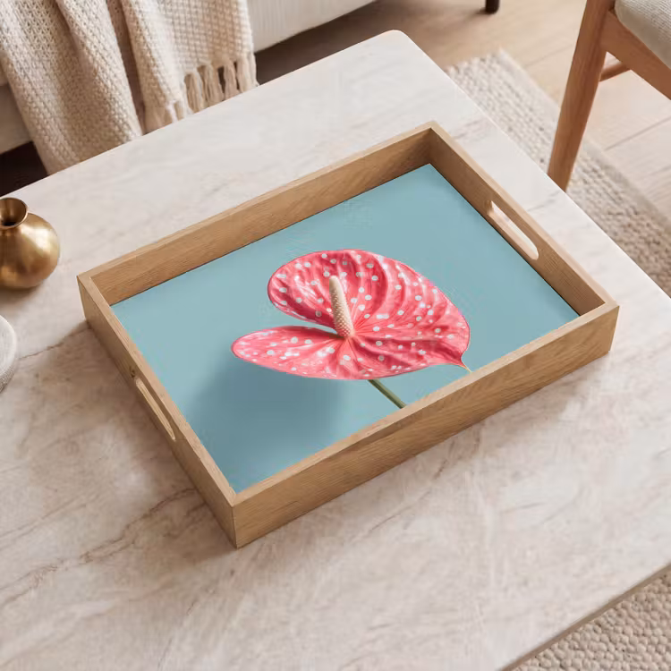 Dienblad - Blad - Anthurium - Stippen - Roze — 2