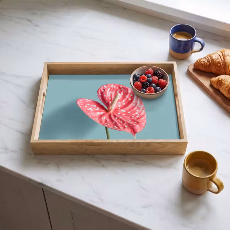 Dienblad - Blad - Anthurium - Stippen - Roze — 4